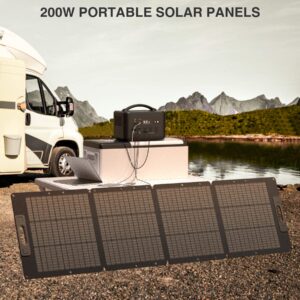 200W Portable Solar Panel, Ultra-Light(11.9 lb) Flexible Foldable Solar Panel Kit with MC-4 for Power Station, Waterproof IP67, 23% High-Efficiency Solar Charger for Outdoor Camping RV Boat Off-Grid