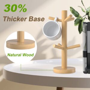 ToolinHand 2 Packs Wooden Coffee Mug Holder Tree for Counter, Cup Holder Mug Tree Stand for Large Mugs, Coffee Bar Organizer Accessories for countertop and Display