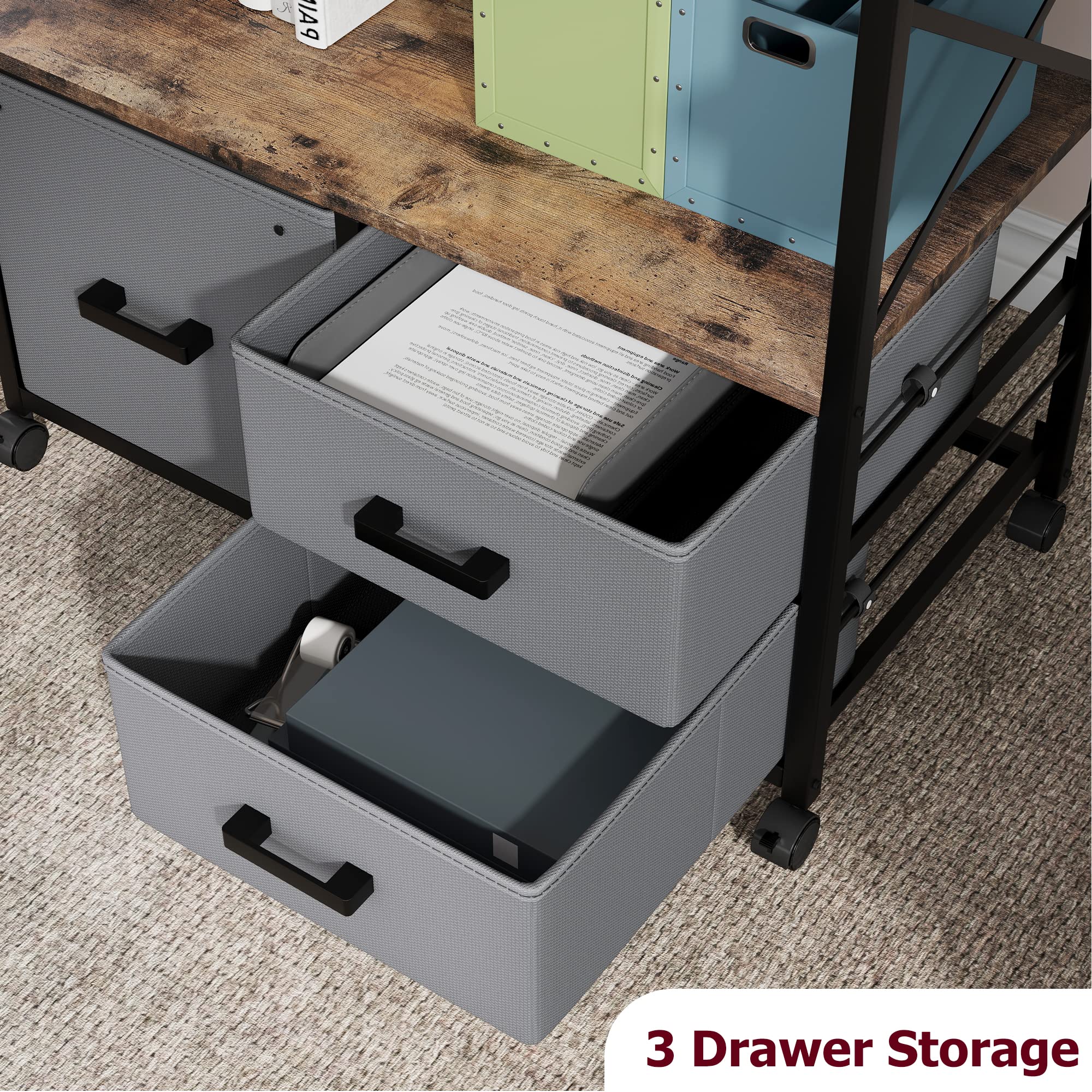 Amyove 3 Drawer Lateral File Cabinet, Size1, Grey