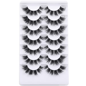 JIMIRE Cluster Lashes DIY Individuals Cat Eye Wispy False Eyelashes Soft D Curly Russian Strip Lashes Look Like Eyelash Extensions 15MM Volume 6D Fluffy Lashes 7 Pairs Pack