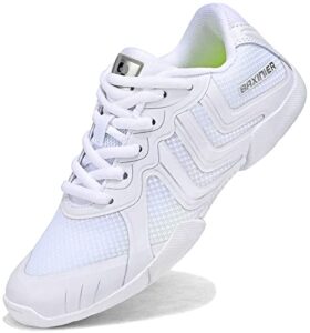 tuotom girls white cheer shoes youth competition cheerleading dance sneakers women breathable athletic training tennis, white, 3 big kid