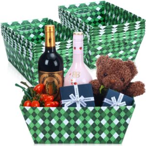 geyee large 12 pcs sturdy cardboard gift baskets, empty, rectangular, 11.8 x 7.5 in, suitable for various occasions, can be customized with paint, ribbon or embellishments