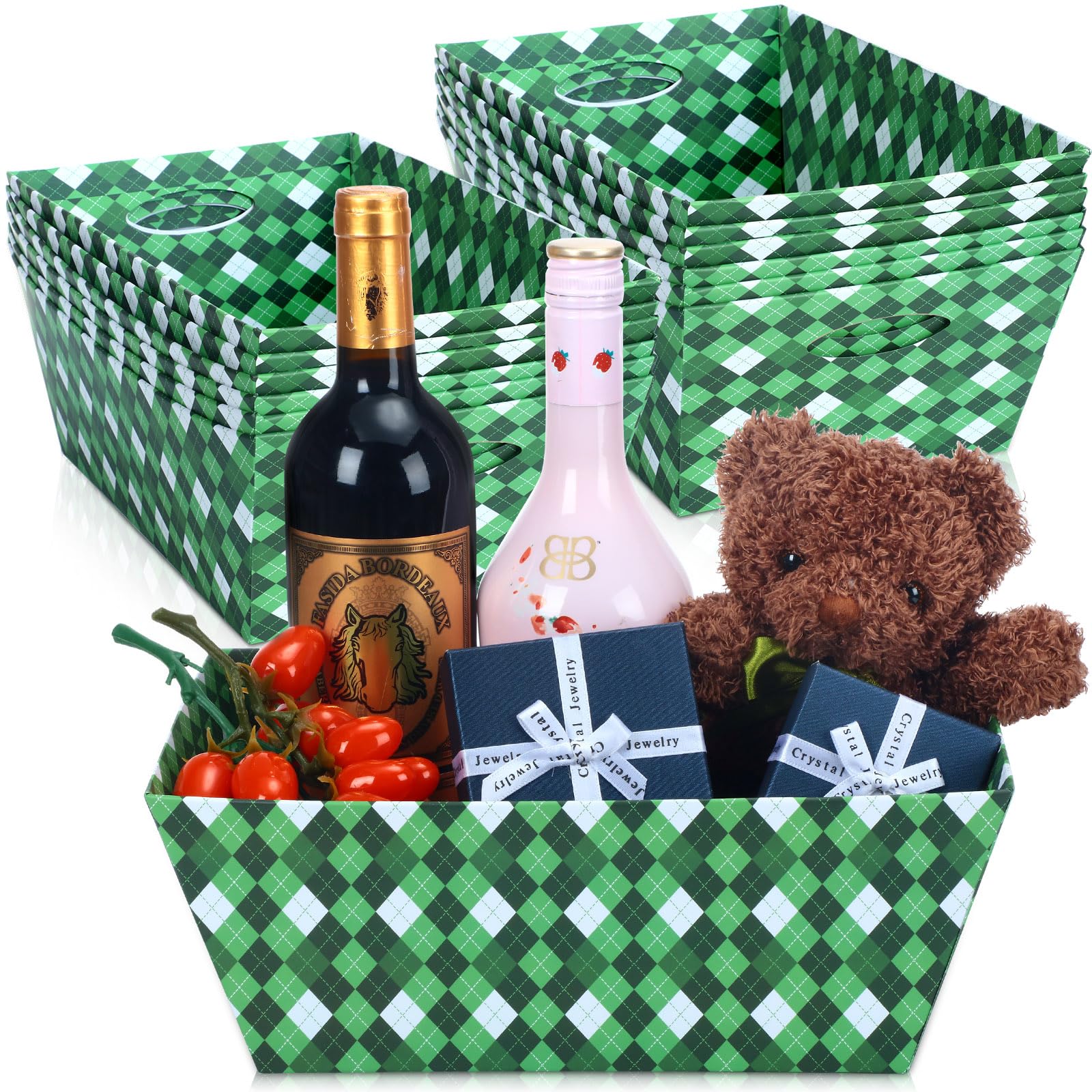 Geyee Large 12 Pcs Sturdy Cardboard Gift Baskets, Empty, Rectangular, 11.8 x 7.5 in, Suitable for Various Occasions, Can Be Customized with Paint, Ribbon or Embellishments