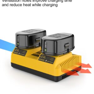 AYTXTG 2Pack 6.5Ah Lithium Battery Replace for Dewalt 18V XRP Ni-Cad Battery DC9096 DC9098 DC9099 DE9039 DE9095 + 2 Port DC9320 Fast Dual Charger for Dewalt 7.2V-18V XRP NI-CD NI-MH Battery