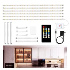 dalattin under cabinet lights,6 pcs 9.8ft under cabinet lighting for kitchen,180 leds,2700k-6500k warm to white light,timing under counter lights,bright light strips touch and rf remote control