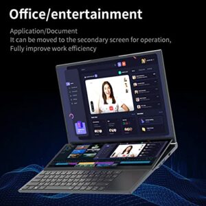 Qinlorgo Touch Screen Laptop, Double Screen Laptop Dual Screens 8G 256G Full Size Numeric Keyboard for Office (US Plug)