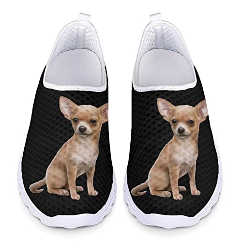 INSTANTARTS Chihuahua Womens Water Shoes Casual Air Mesh Sports Aqua Shoes Quick Dry Comfortable Beach Flat Shoes