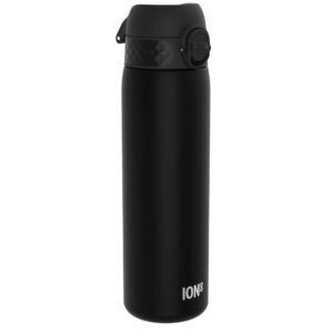 ion8 water bottle, 500 ml/18 oz, leak proof, easy to open, secure lock, dishwasher safe, bpa free, hygienic flip cover, carry handle, fits cup holders, easy clean, odor free, carbon neutral, blue