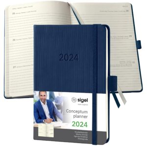 sigel c2463 conceptum weekly planner 2024, approx. a6, dark blue, hardcover, 2 pages = 1 week, 176 pages