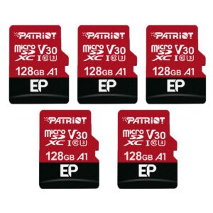 patriot 128gb a1 / v30 micro sd card for android phones and tablets, 4k video recording - 5 pack, lot of 5