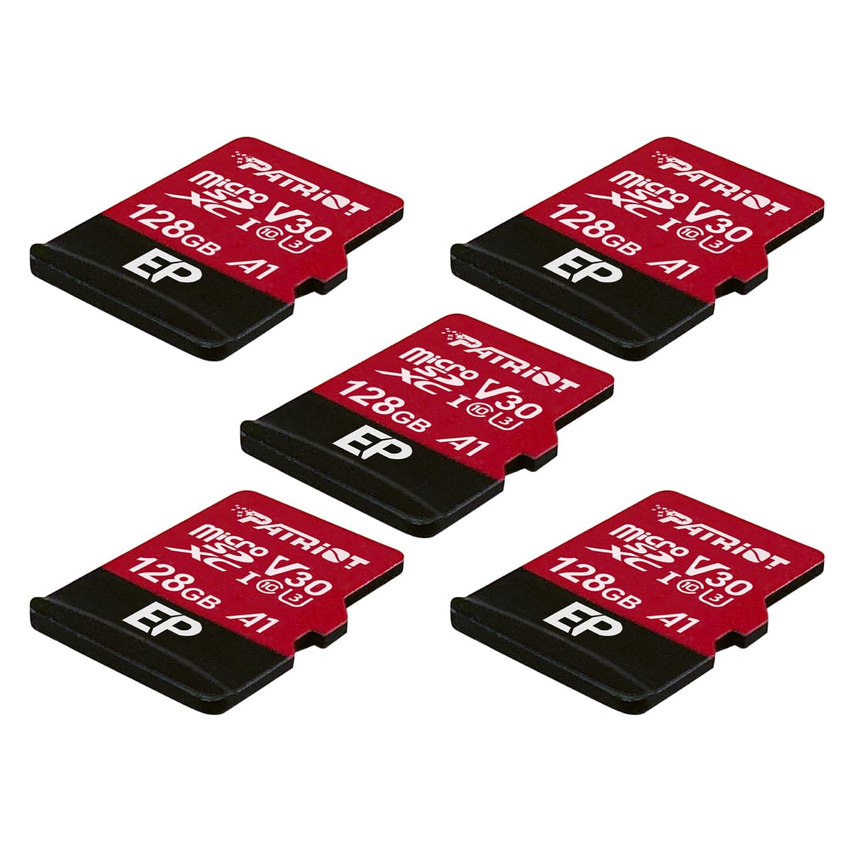 Patriot 128GB A1 / V30 Micro SD Card for Android Phones and Tablets, 4K Video Recording - 5 Pack, Lot of 5