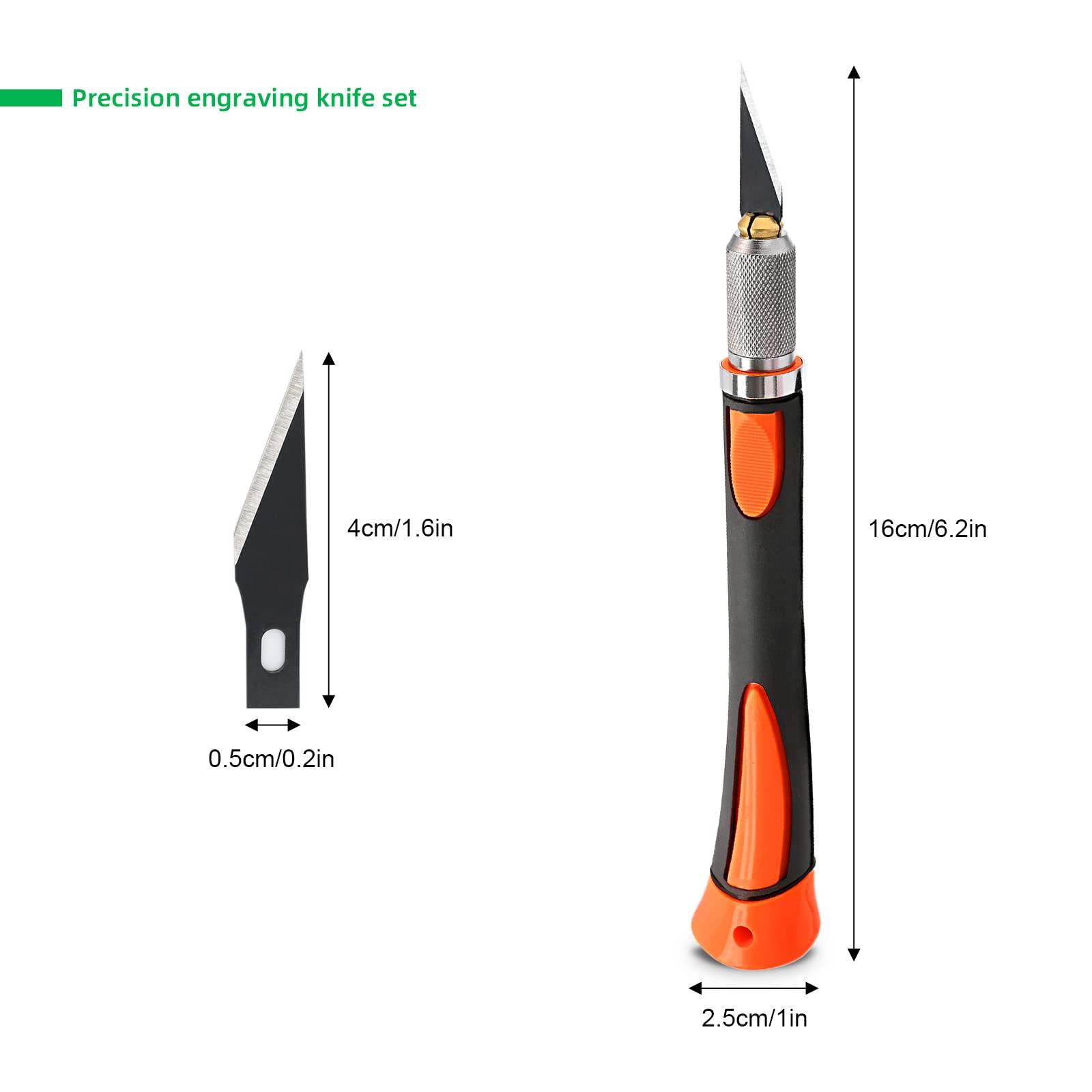 FOSHIO 2 Pack Precision Craft Knife Set with 20 Pieces Replacement Blades, Ergonomic Non-Slip Handle Hobby Knife with Protective Cover for Art, Craft Scrapbooking, Stencil (Orange)