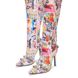 Cape Robbin Women Knee High Boot with Tassel Zipper POFIN - PRINT 9