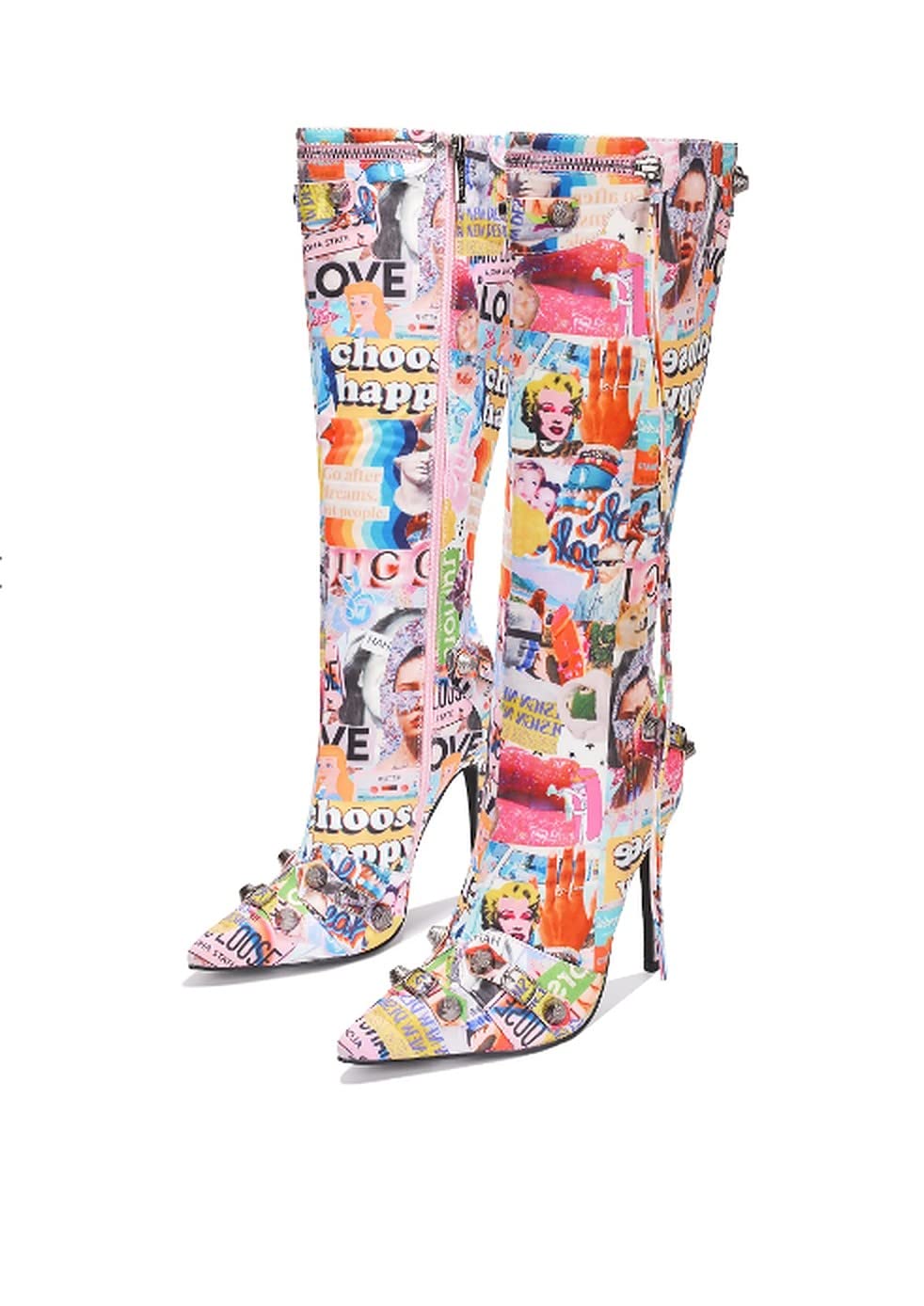 Cape Robbin Women Knee High Boot with Tassel Zipper POFIN - PRINT 9