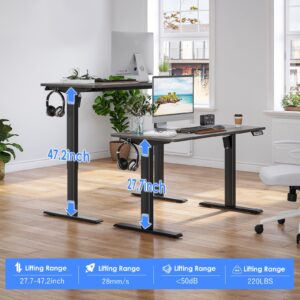 STARY Height Adjustable Electric Standing Desk with Whole Board, Modern, White
