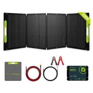 newpowa 200w portable solar panel kit with adjustable kickstand case,200watt 12volt foldable panel+20a mppt controller+20ft controller cable+20ft 12awg