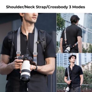 K&F Concept 32mm Camera Neck Strap for Photographers Camera Strap Quick Release Clip Adjustable Sling Strap Compatible for Nikon Canon Sony Olympus DSLR Camera Grey