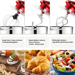 Seedeem Stand Mixer, 6Qt Electric Food Mixer, 660W 6-Speeds Tilt-Head Dough Mixers with Dishwasher-Safe Dough Hook, Wire Whip & Beater for Daily Use, Red