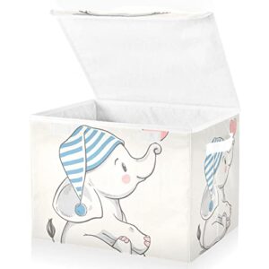 runningbear baby elephant large storage bins with lid collapsible storage bin closet organizers cloth baskets containers for clothes towels magazine