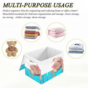 Funny Pig Fence Large Storage Bins with Lid Collapsible Storage Bin Toy Boxs Decorative Storage Box for Shelf Closet Nursery Home