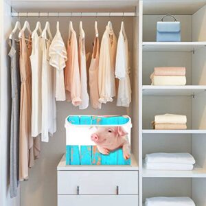 Funny Pig Fence Large Storage Bins with Lid Collapsible Storage Bin Toy Boxs Decorative Storage Box for Shelf Closet Nursery Home