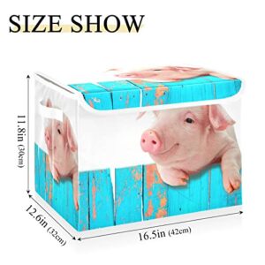 Funny Pig Fence Large Storage Bins with Lid Collapsible Storage Bin Toy Boxs Decorative Storage Box for Shelf Closet Nursery Home