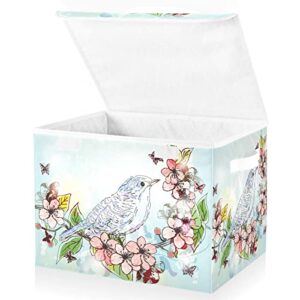 runningbear spring bird large storage bins with lid collapsible storage bin cube basket organizer larger storage cubes for clothes towels magazine