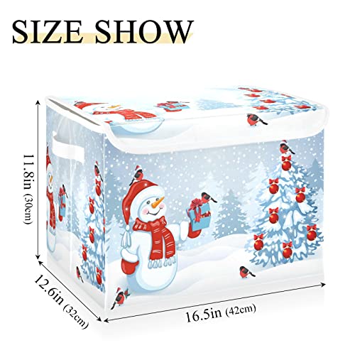 Snowman Bird Large Storage Bins with Lid Collapsible Storage Bin Storage Cubes Rectangle Storage Bin for Living Room Bedroom