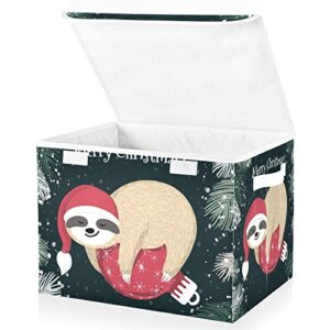 runningbear cute sloth christmas large storage bins with lid collapsible storage bin storage box fabric foldable storage organizer containes for home toys clothes