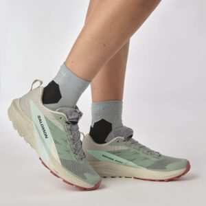 SALOMON Women's Athletics Trail Running Shoes, Lily Pad Rainy Day Bleached Aqua, 8.5 AU