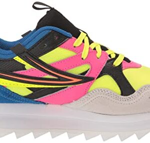 FILA Women's Sandenal Orbit Sneaker, Safety Yellow/Knockout Pink/Electric Blue, 5.5