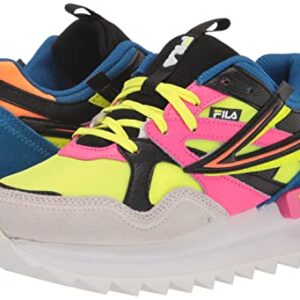 FILA Women's Sandenal Orbit Sneaker, Safety Yellow/Knockout Pink/Electric Blue, 5.5