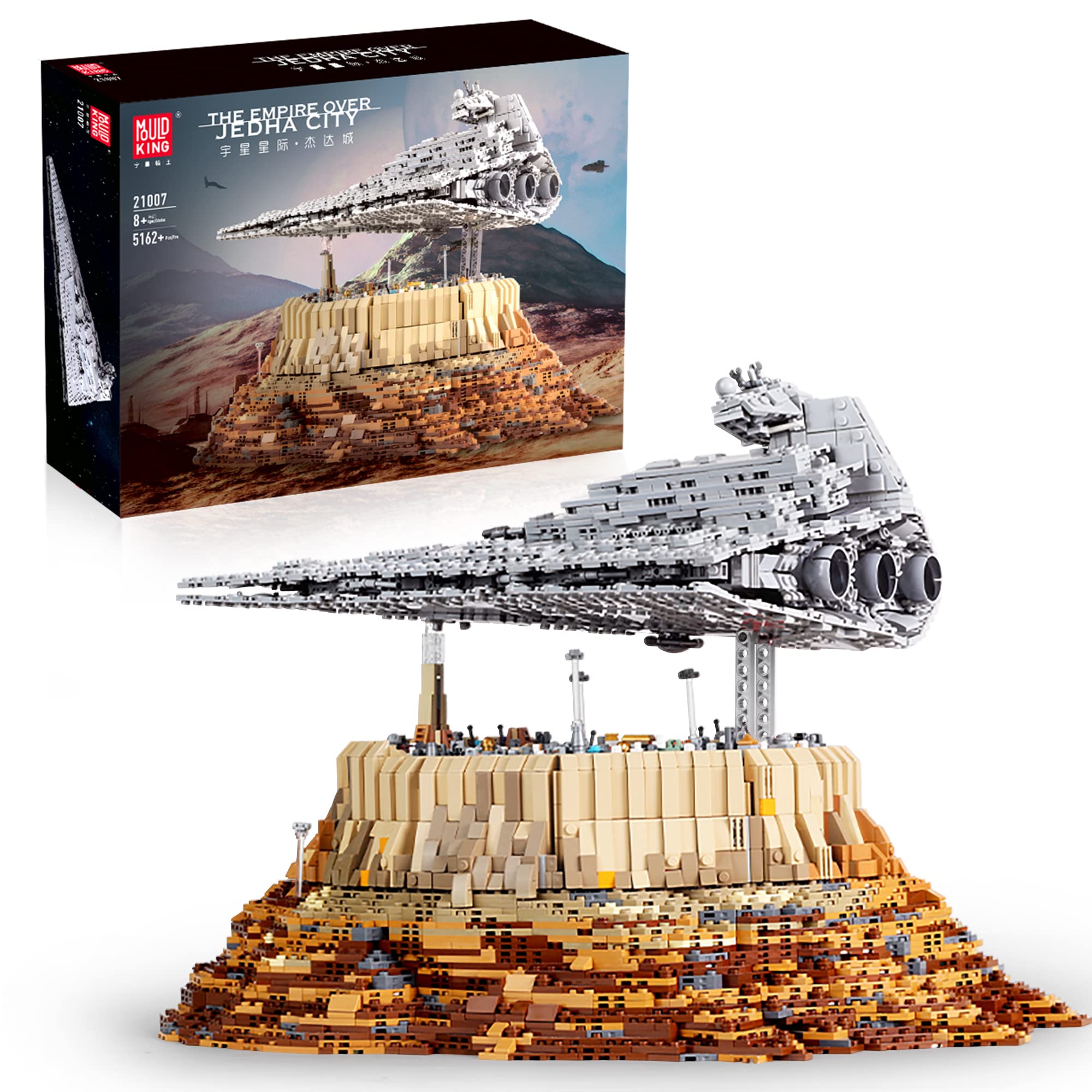 Addshiny MOC Starship UCS Imperial Star Destroyer City The Empire Over Jedha City Building Kits,Star Plan UCS Collectible Set 21007 for Adults(5162 PCS)