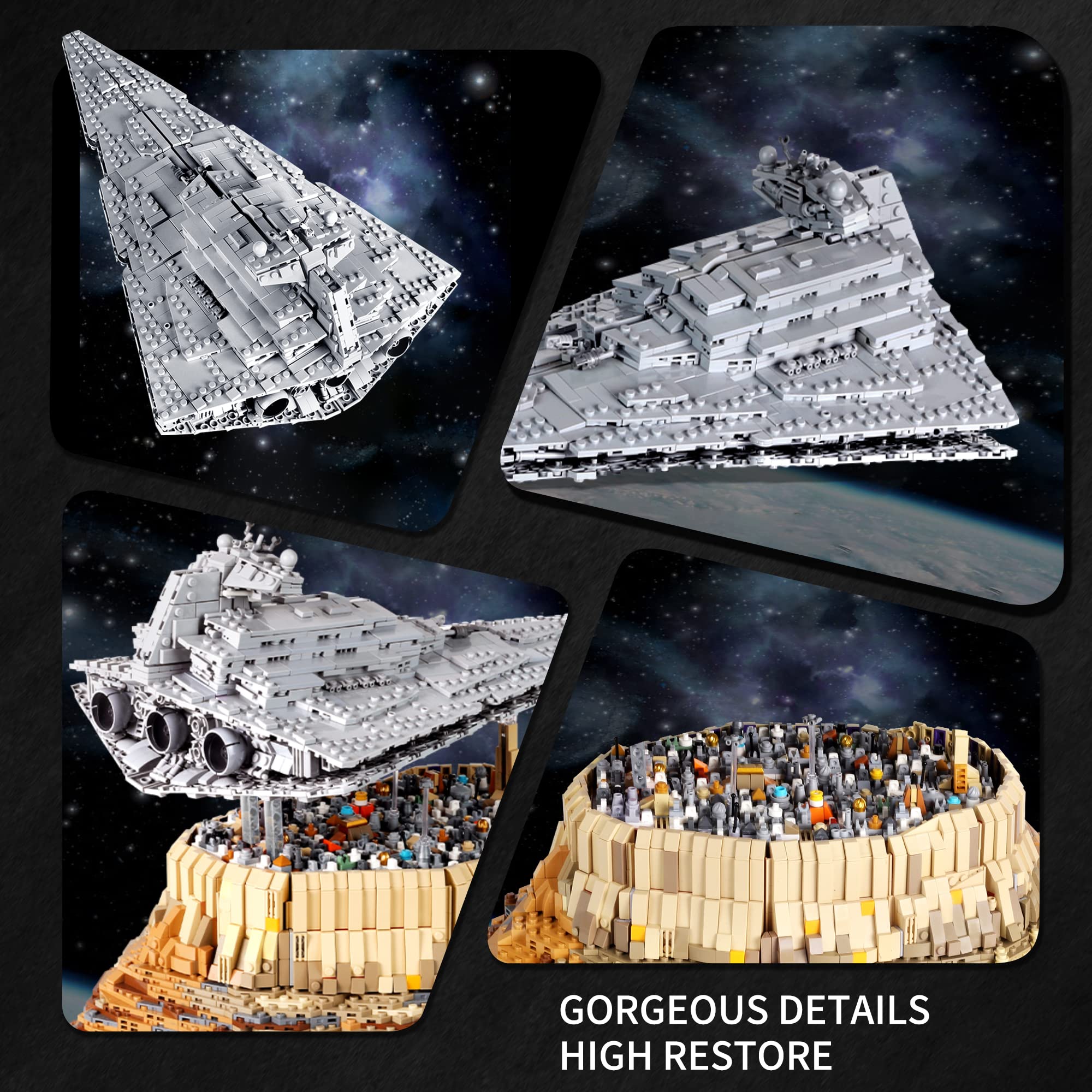 Addshiny MOC Starship UCS Imperial Star Destroyer City The Empire Over Jedha City Building Kits,Star Plan UCS Collectible Set 21007 for Adults(5162 PCS)