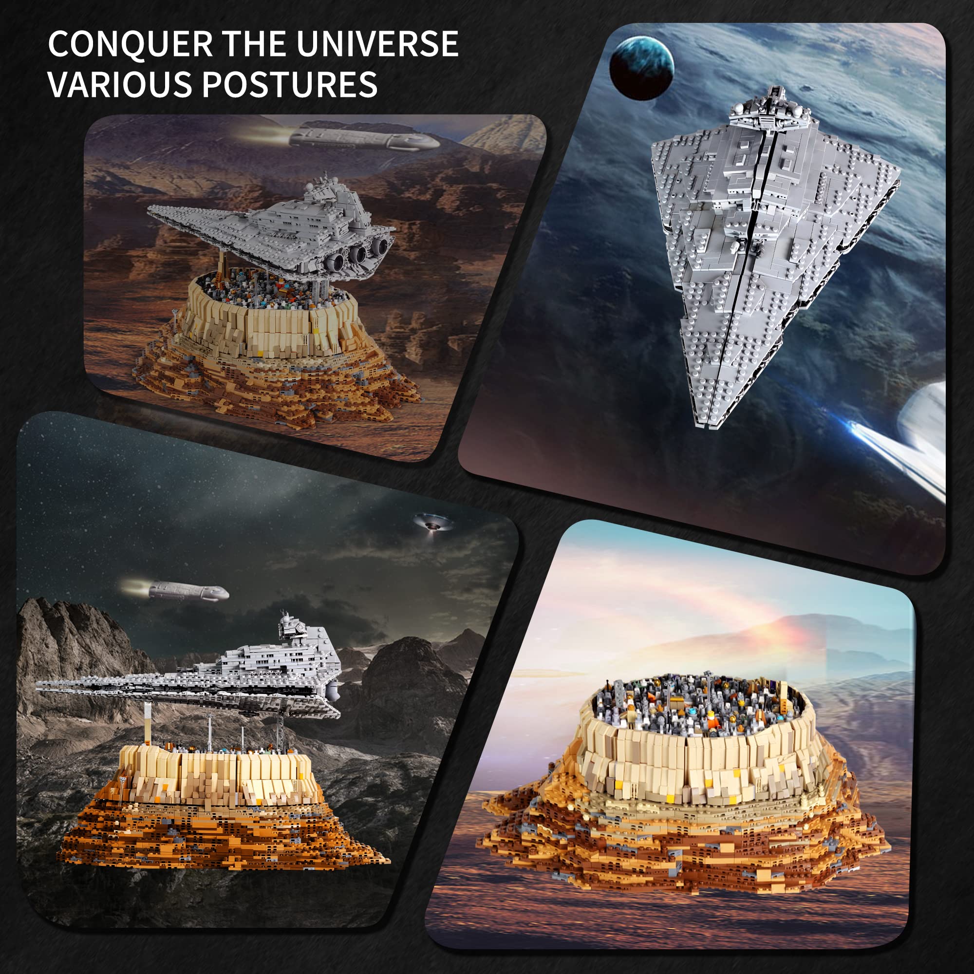 Addshiny MOC Starship UCS Imperial Star Destroyer City The Empire Over Jedha City Building Kits,Star Plan UCS Collectible Set 21007 for Adults(5162 PCS)