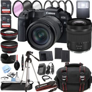 canon eos rp mirrorless digital camera with rf 24-105mm f/4-7.1 stm lens + 128gb memory + case + tripod + filters (38pc bundle)