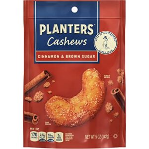 planters cashews cinnamon & brown sugar, party snacks, 5 oz bag