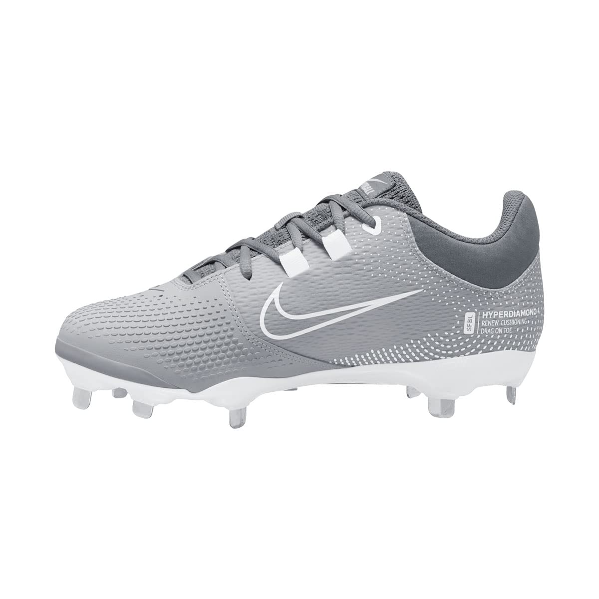 Nike Hyperdiamond 4 Pro Metal Softball Cleats Gray | White Size 10.5 Medium