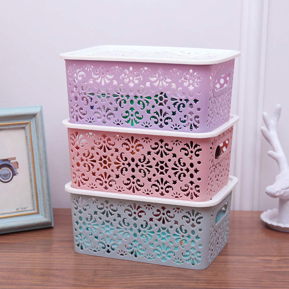 Cabilock Box Hollow Storage Basket Cabinet Storage Basket Catch All Basket Stackable Storage Drawers Closet Drawers Stackable Drawers Storage Bins Storage Container Purple Organizer Panties