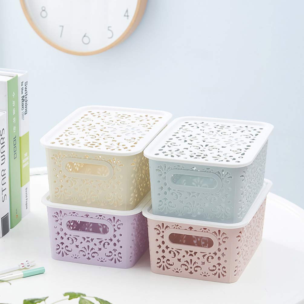 Cabilock Box Hollow Storage Basket Cabinet Storage Basket Catch All Basket Stackable Storage Drawers Closet Drawers Stackable Drawers Storage Bins Storage Container Purple Organizer Panties