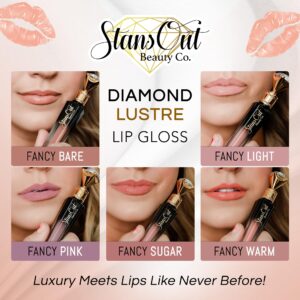 StansOut Beauty Diamond Lustre Fancy Sugar Hydrating Lip Gloss | Cute Nude Moisturizing Butter-Smooth Colors | Shades for Naturally Plump & Pout, Sparkling clear finishes & Glossy Choices.