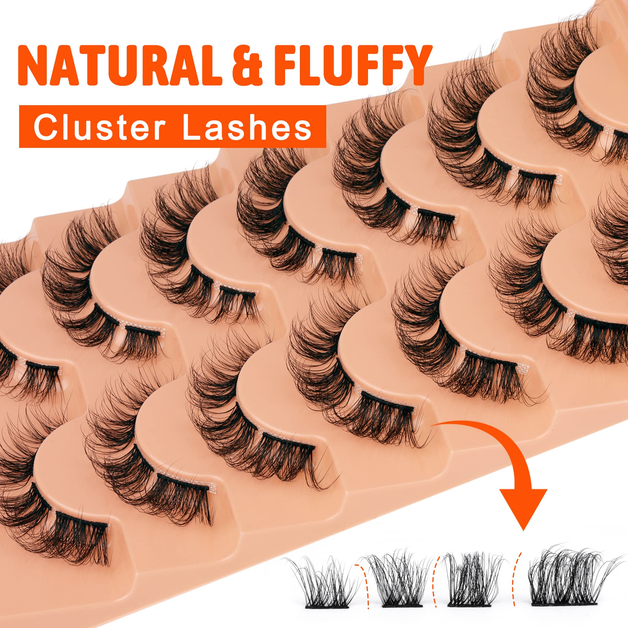 Natural Cluster Lashes D Curl Eyelash Extensions Wispy Individual Lashes Strips False Eyelashes DIY Lash Extensions Multipack by Eefofnn