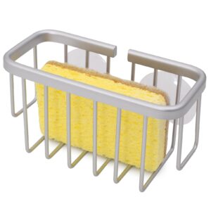 ontoty sponge holder for kitchen sink,sponge holder,aluminum sponge holder for kitchen sink suction,sink caddy,kitchen sink organizer with suction cups & adhesives hooks for kitchen,bathroom(silvery)