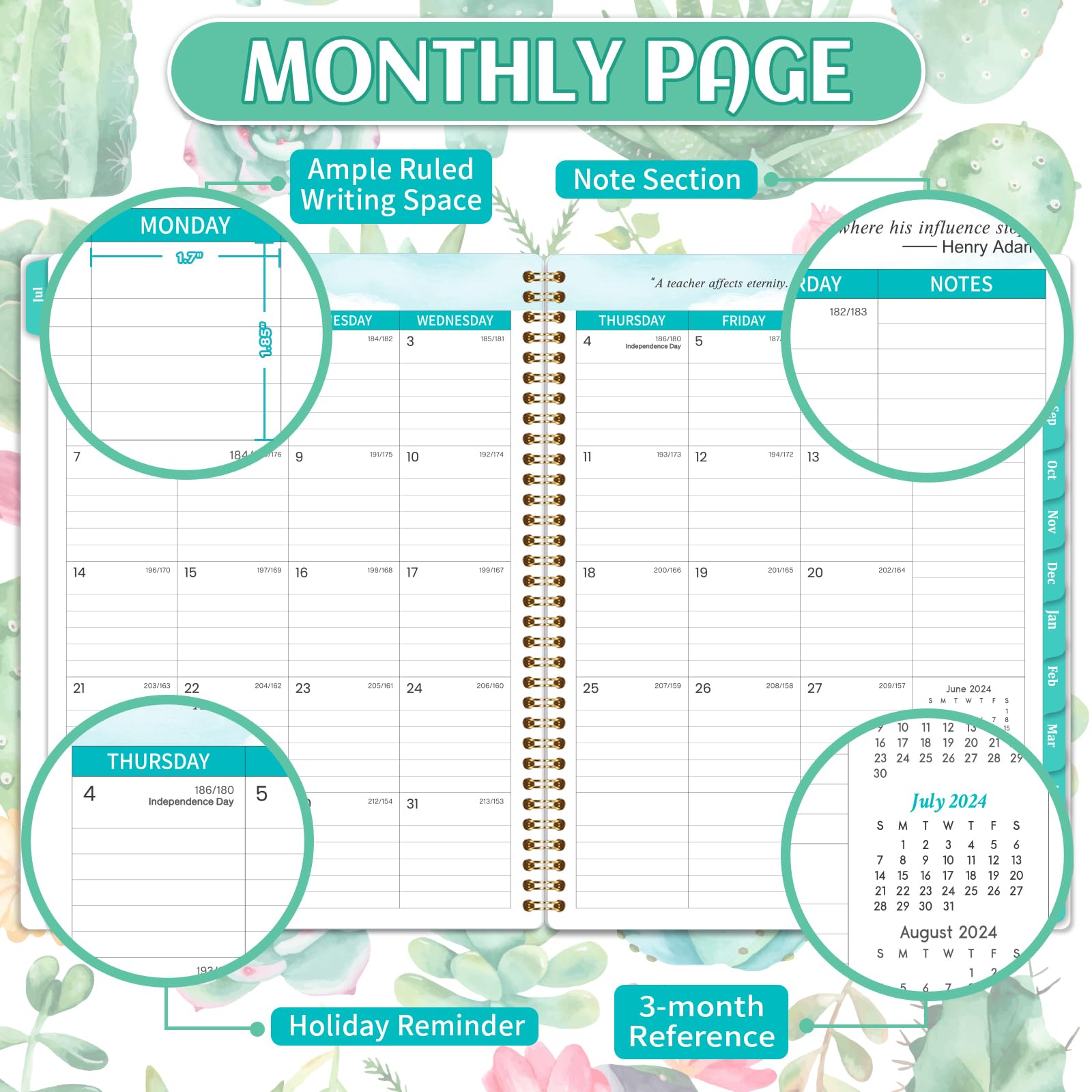 2024-2025 Teacher Planner - Teacher Lesson Planner 2024-2025, July 2024 - June 2025, 8" x 10", Weekly & Monthly Lesson Plan Book for Teachers