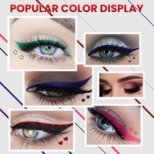 Erinde 6 Colors Double-headed Liquid Eyeliner Stamp Pen Set, Blue Red Pink Purple Green Black Colorful Winged Eye Liners for Women, Waterproof Long-Lasting Star Moon Heart Eye Face Makeup