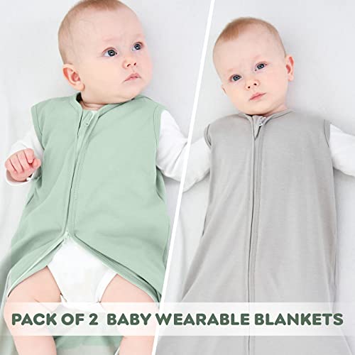 Looxii Baby Sleep Sack 18-24 Months 2 Pack 100% Cotton Baby Wearable Blanket 0.5TOG Toddler Sleeping Bag with 2-Way Zipper