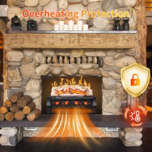 Electric Fireplace Log Heater, Realistic Flame and Ember Bed, Portable, Infrared, Thermostat 750W/1500W…