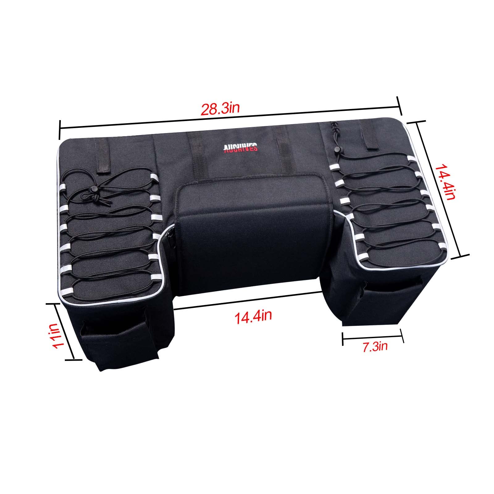 AUCHIVES ATV Storage Bags ATV Rear Padded-Bottom Bag Water-Resistant Cushion Removable Built-In Frame ATV Cargo Bag Large Four Wheeler Zipper Gear Bag