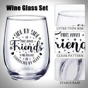 Irenare 4 Pcs Friends Wine Glasses, 15 oz Wine Glasses Gift for Women Friendship Gifts Birthday Gifts for Women, Sister, Mom, Grandma, Nana, Her