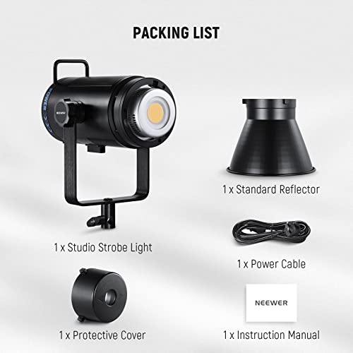 NEEWER CB200B 210W LED Video Light with 2.4G/APP Remote Control, All Metal Bi Color COB Continuous Output Lighting with Bowens Mount 90000Lux/1m 2700K-6500K CRI/TLCI97+ 12 Effects for Video Recording